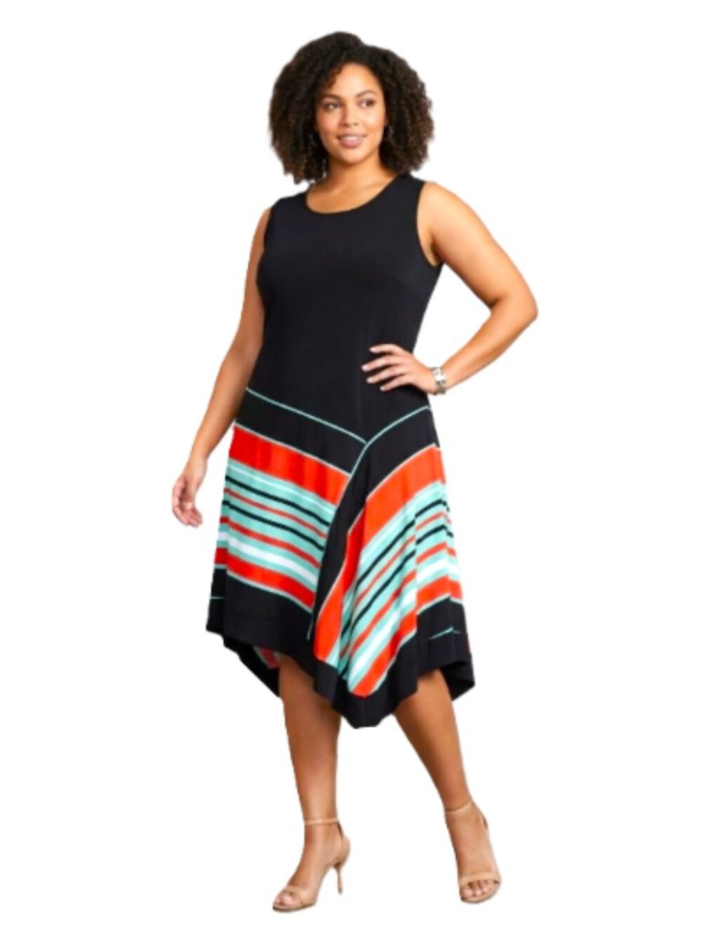 AVENUE Sleeveless Fit-and-Flare Midi Dress. Plus Size 22/24